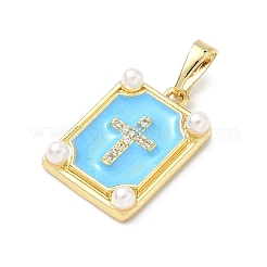 Pendentifs avec zircon cubiques à micro-pavés en laiton&nbsp;KK-H255-07G-02