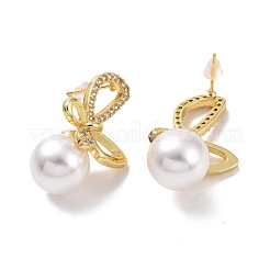 Aretes colgantes de mariposa con circonita cúbica transparente y perla de plástico&nbsp;EJEW-A072-05LG
