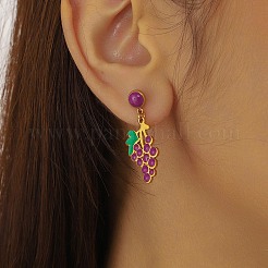Boucles d'oreilles pendantes en forme de raisin en acier inoxydable 304&nbsp;EJEW-H163-01G