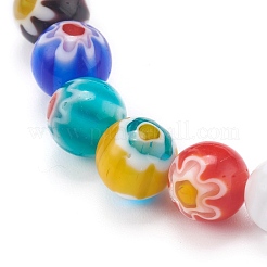 Bracelets extensibles de perles de lampwork millefiori faites à la main&nbsp;BJEW-JB06049
