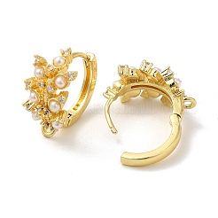 Fornituras de aretes de aro de circonita cúbica de latón chapado en estante de flores&nbsp;KK-K278-01G