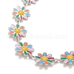 Gänseblümchen-Gliederkette aus Emaille&nbsp;NJEW-P220-01P-04