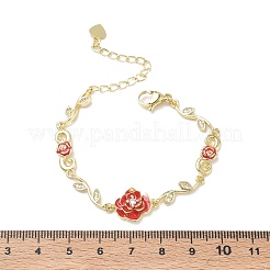 Bracciali a catena con micro pavé di zirconi cubici trasparenti in ottone per donna&nbsp;BJEW-C156-05G