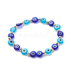 4pcs 4 style lampwork mauvais œil et ensemble de bracelets extensibles de perles en plastique&nbsp;BJEW-JB08386