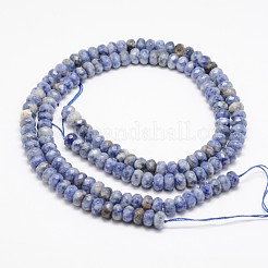 Facettierten natürlichen blauen Fleck Jaspis Rondelle Perlen Stränge&nbsp;G-K090-05