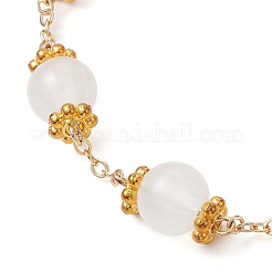 Braccialetti a maglie rotonde in vetro da donna in ottone e finta giada&nbsp;BJEW-JB10771