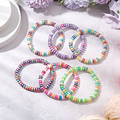 6 pz braccialetti elastici fatti a mano in argilla polimerica con perline heishi per le donne&nbsp;BJEW-JB11378