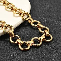 Collares de cadena de eslabones de anillo trenzado de acero inoxidable 304&nbsp;NJEW-R023-12G