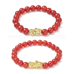 Braccialetti elastici in corniola naturale per coppia&nbsp;BJEW-JB12181