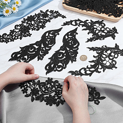 6 par de apliques de encaje de flores bordadas de poliéster de 3 estilos&nbsp;DIY-NB0016-02