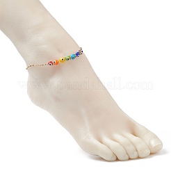 Bracelets de cheville multicolores faits à la main au chalumeau mauvais œil&nbsp;AJEW-AN00514-02