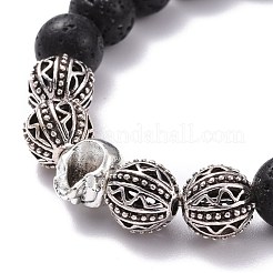 Natürliche Lavagestein runde Perlen ätherisches Öl Angst Aromatherapie Stretch-Armband für Mädchen Frauen Geschenk&nbsp;BJEW-JB07055