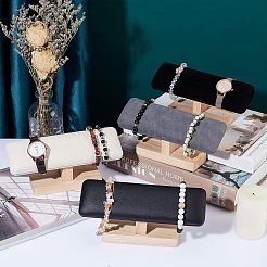Présentoirs de bracelet en t-bar en faux daim en bambou&nbsp;BDIS-WH0002-07B