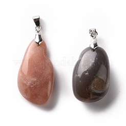 Natürliche orangefarbene und graue Sonnenstein-Anhänger&nbsp;G-H259-07P-02