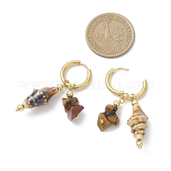 Boucles d'oreilles créoles en laiton en forme de coquillage&nbsp;EJEW-JE06747-02