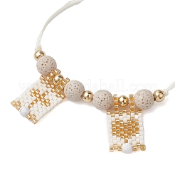 Geflochtene Armbänder aus natürlichem Lavastein&nbsp;BJEW-MZ00063-01