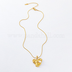 3 collar con colgante de corazón texturizado de acero inoxidable y perla de imitación para mujer&nbsp;YT7025