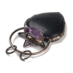 Große Anhänger aus natürlichem Obsidian und Amethyst&nbsp;G-A221-04C