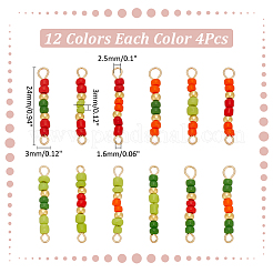 48 Stück 12 Farben Glasperlen & Messing Rondell Perlen Verbinder Charms&nbsp;PALLOY-WR00011