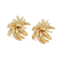 Orecchini a bottone a forma di fiore in ottone con zirconi cubici trasparenti&nbsp;EJEW-D337-08G