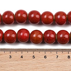 Chapelets de perles rondes en céramique émaillée en porcelaine émaillée manuelles&nbsp;PORC-L019-13mm-08