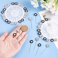 Lange Stecknadeln mit Strass-Blume aus Legierung&nbsp;FIND-WH0111-322