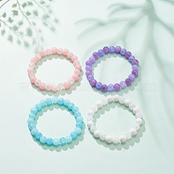 Bracelet extensible en perles rondes avec pierres précieuses naturelles et quartz synthétique craquelé pour femme&nbsp;BJEW-JB08528