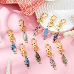 Decorazione pendente in lega di pesce smaltata&nbsp;HJEW-YW00069