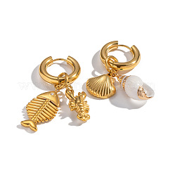 Creolen aus 304er Edelstahl in Muschelform und Fischform&nbsp;QQ1107