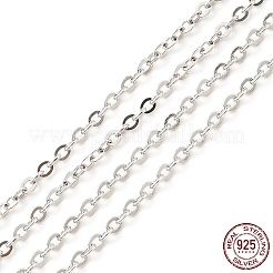 Catene a cavo piatto in argento sterling placcato rodio anti-ossidazione 925&nbsp;STER-F052-04P