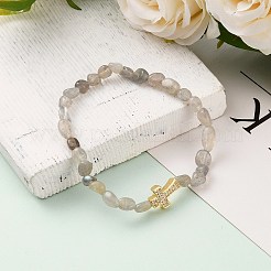 Pépites bracelets de perles extensibles en labradorite naturelle&nbsp;BJEW-JB05805-04
