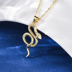 Collane a catena con ciondolo a forma di serpente in ottone per donna&nbsp;LS-NJEW-S438-01A-G