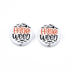 Halloween bedruckte Naturholzperlen&nbsp;WOOD-T021-79