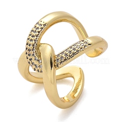 Messing Micro Pave klare Manschettenringe aus Zirkonia&nbsp;RJEW-C120-23G