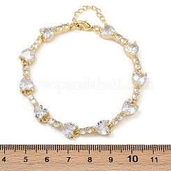 Messing-Gliederarmbänder mit Mikropflaster und klaren Zirkonia für Damen&nbsp;BJEW-F504-07G