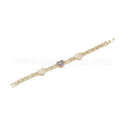 Bracciali a maglie di cuore con zirconi cubici&nbsp;BJEW-M291-03G