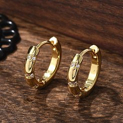 Funkelnde Huggie-Creolen mit Zirkonia für Mädchen und Frauen&nbsp;EJEW-H126-15G