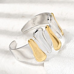 Bracciali rigidi in acciaio inossidabile 304 martellato per donna&nbsp;BJEW-Z177-01GP-03