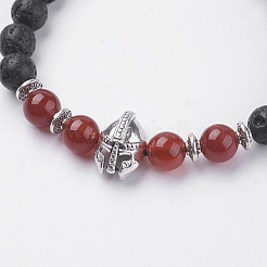 Natürliche Lava Rock Perlen Stretch Armbänder&nbsp;BJEW-I241-16E