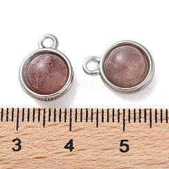 Natürliche Erdbeerquarz halbrunde Charms&nbsp;STAS-L022-397A-P