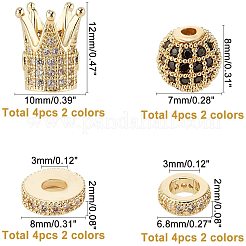 Perle di zirconi cubici trasparenti in micro pavè di ottone&nbsp;ZIRC-GA0001-01