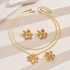 Set di orecchini in acciaio inossidabile 201 con fiore&nbsp;TB0715