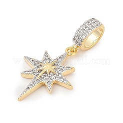 Messing Mikro Pflaster klar Zirkonia Stern europäischen baumeln Charms&nbsp;KK-U058-37G