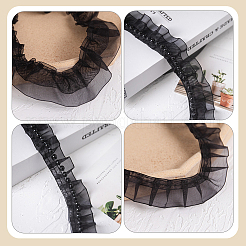 4 pièce de tissu de bordure en dentelle chinlon double et simple couche&nbsp;DIY-WR0003-87B