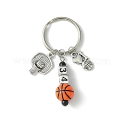 Schlüsselanhänger mit Zahlen- und Basketball-Anhänger aus Acrylperlen&nbsp;KEYC-JKC00850