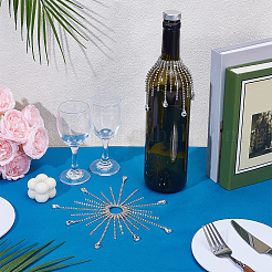 2 pièce de breloques en fer avec strass pour verre à vin&nbsp;HJEW-OC00386