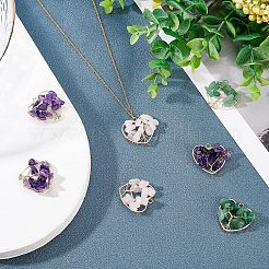 6 stücke 3 arten chakra natürliche gmestone kupfer draht große anhänger&nbsp;FIND-FH0004-66