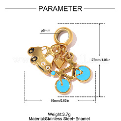 Pendentifs en acier inoxydable 304 émaillés&nbsp;STAS-OY012-09G