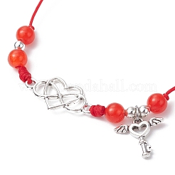 Natürliche gefärbte weiße Jade-Armbänder aus geflochtenen Perlen&nbsp;BJEW-JB09823-04