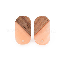 Orecchino a bottone in resina bicolore e legno di noce&nbsp;MAK-N032-034